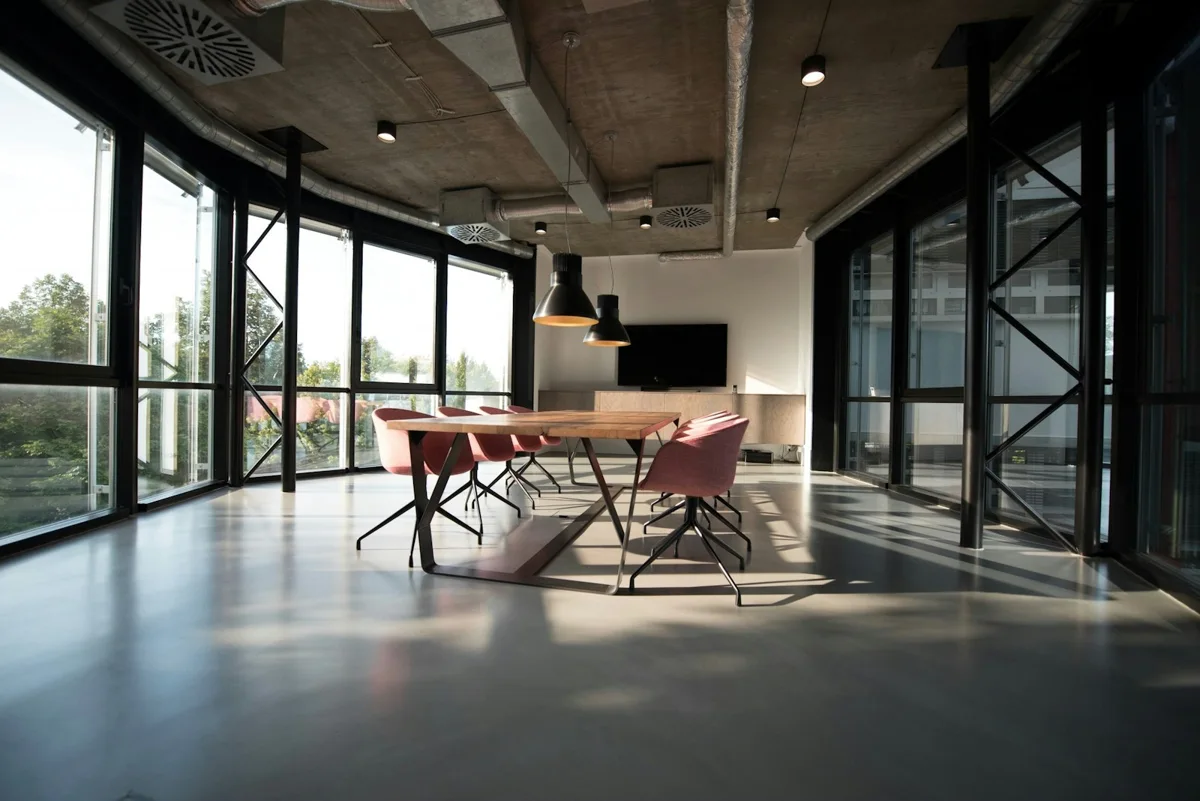 Bright office interior with shared work areas