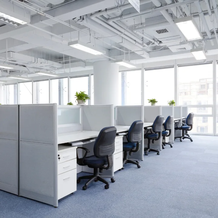 Open office with desks and chairs