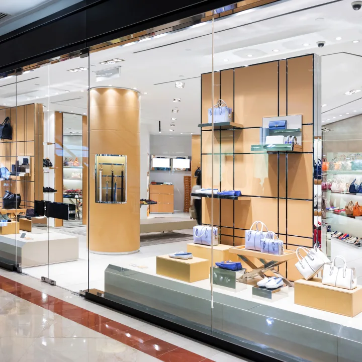 Retail displays in a shopping interior